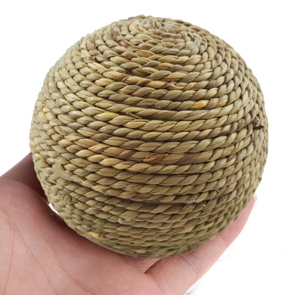 Natural Grass Ball Chew Toy for Small Pets - 6cm Dental Care Accessory for Rabbits, Hamsters, and Guinea Pigs