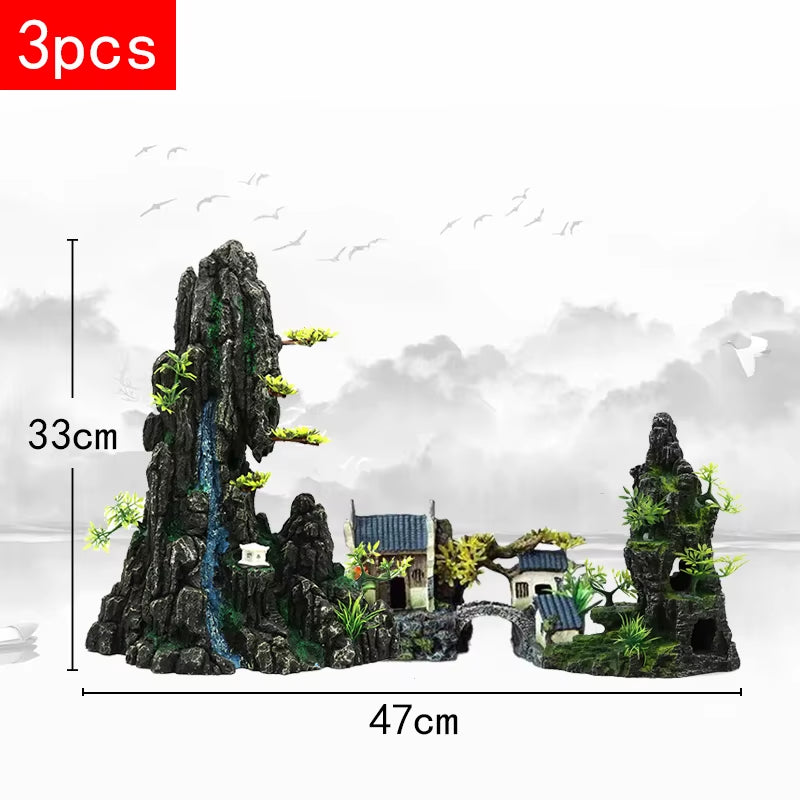 Stunning Large Resin Aquarium Rockery Decoration - Transform Your Fish Tank with Beautiful Landscape Accessories