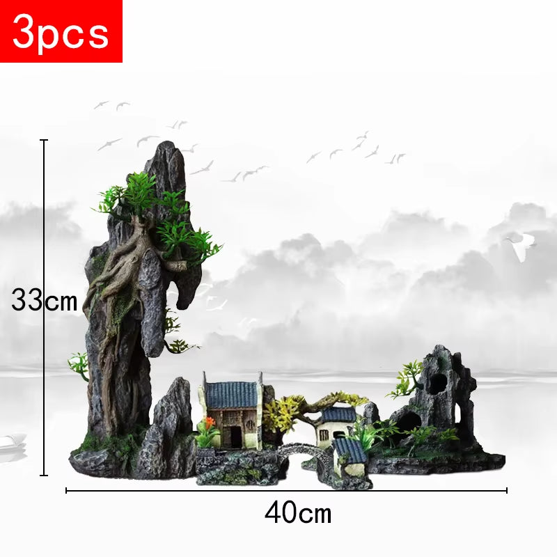Stunning Large Resin Aquarium Rockery Decoration - Transform Your Fish Tank with Beautiful Landscape Accessories