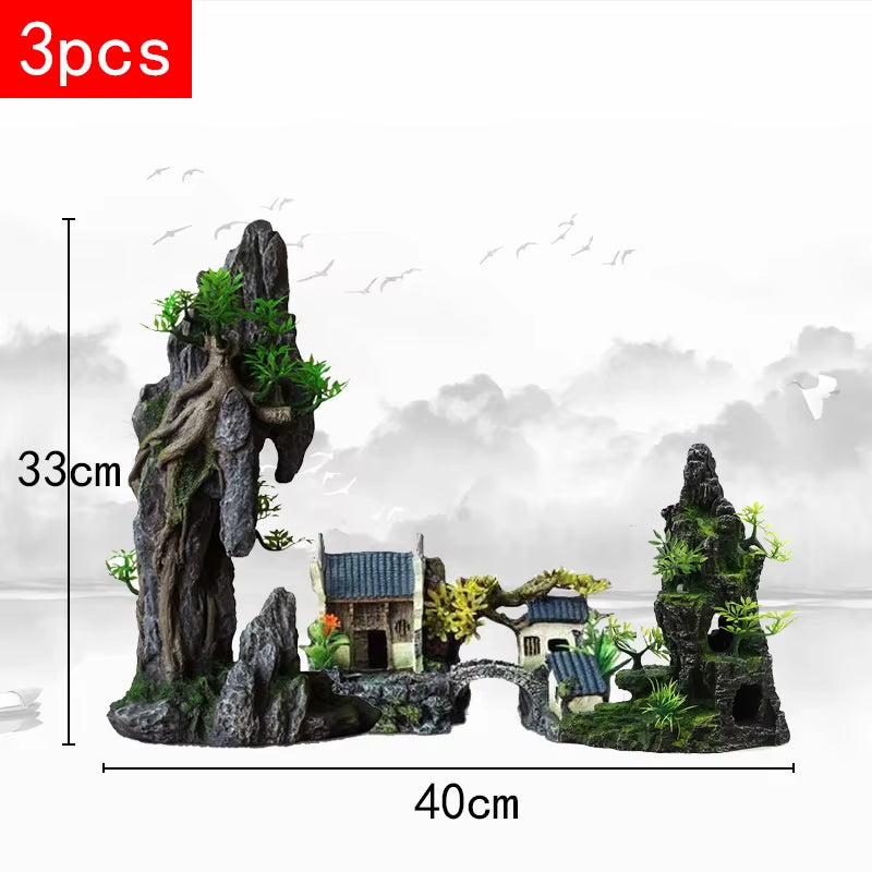 Stunning Large Resin Aquarium Rockery Decoration - Transform Your Fish Tank with Beautiful Landscape Accessories