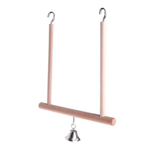 Natural Wooden Bird Perch and Swing - Ideal for Parrots and Small Birds - Durable Hanging Toy Stand
