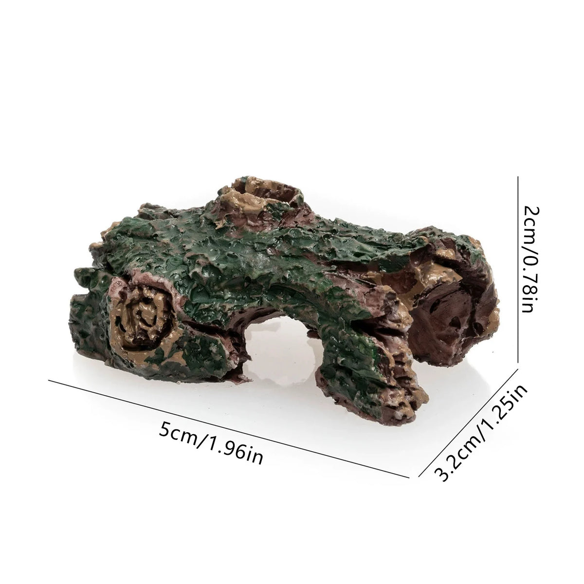 Mossy log with wheel aquarium ornament