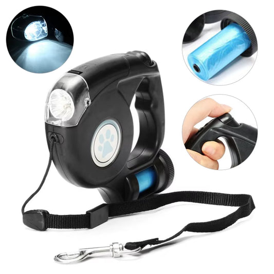 LED Dog Leash with Garbage Bag 
