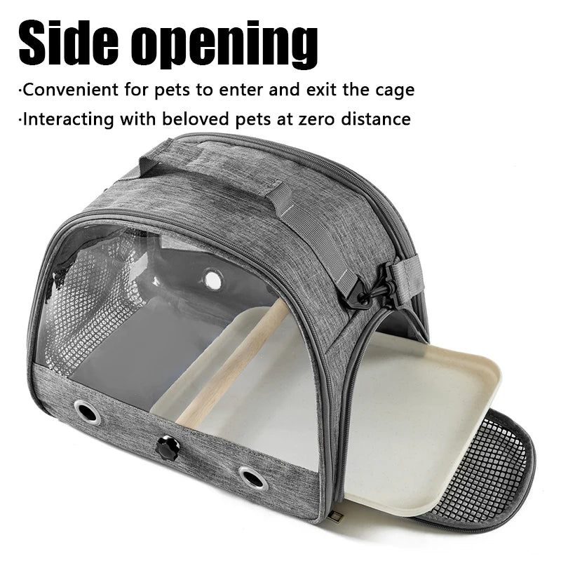 Foldable Bird Travel Carrier with Perch & Tray — installation detail
