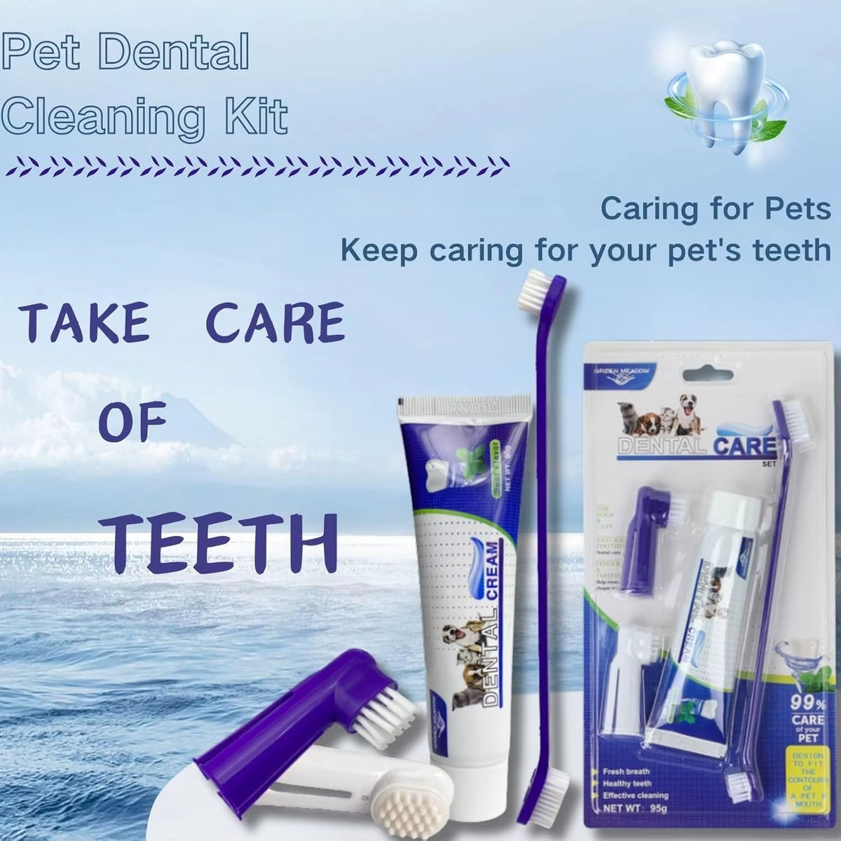 Pet Toothbrush Toothpaste Finger Set 