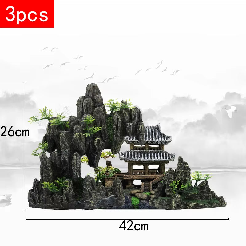 Stunning Large Resin Aquarium Rockery Decoration - Transform Your Fish Tank with Beautiful Landscape Accessories