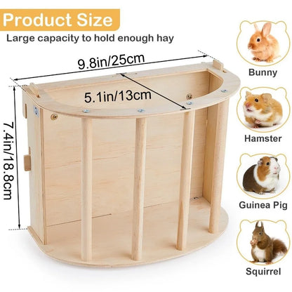 Wooden Hay Feeder for Rabbits & Guinea Pigs — installation detail