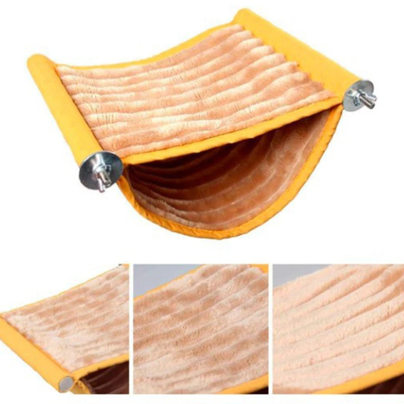 Cozy Plush Winter Bird Nest Hut - Ideal Hammock Hideaway for Finch and Parrot Cages