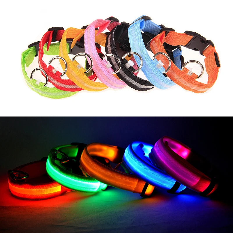 USB-Rechargeable Reflective Nylon LED Dog Collar — detail view 3