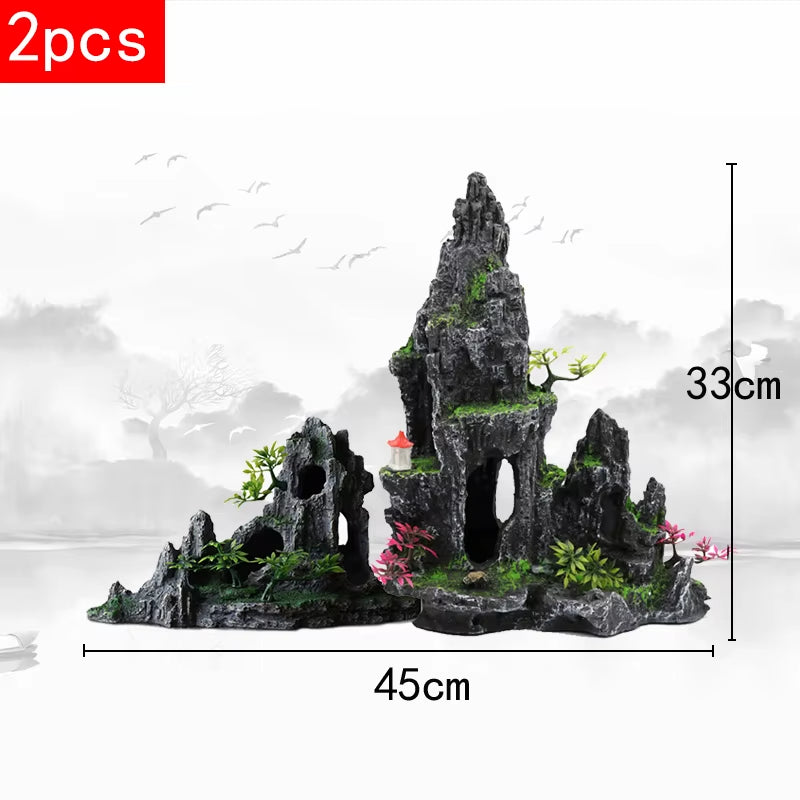 Stunning Large Resin Aquarium Rockery Decoration - Transform Your Fish Tank with Beautiful Landscape Accessories