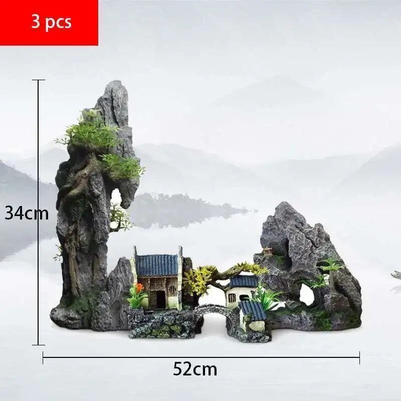 Stunning Large Resin Aquarium Rockery Decoration - Transform Your Fish Tank with Beautiful Landscape Accessories
