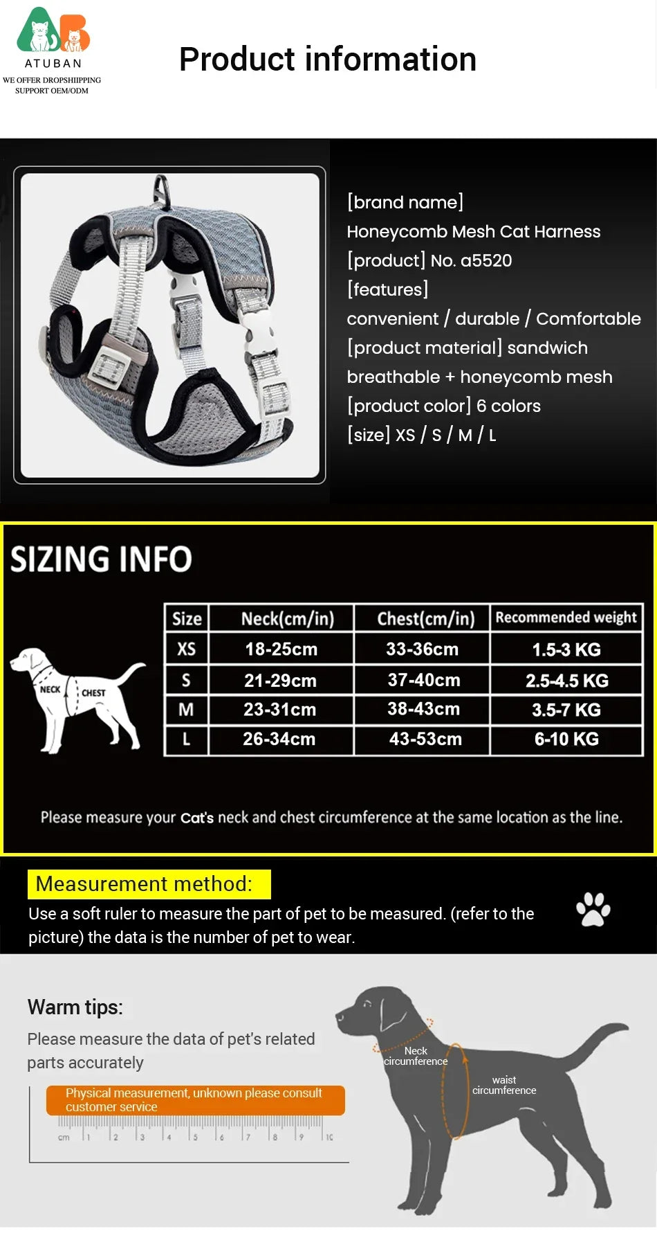 Cat Harness and Leash for Walking