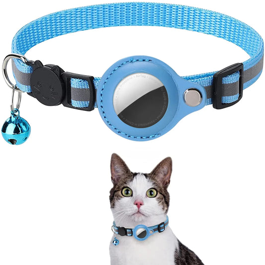 Reflective Adjustable Waterproof Cat Collar with Breakaway Safety, Bell, and Airtag Holder