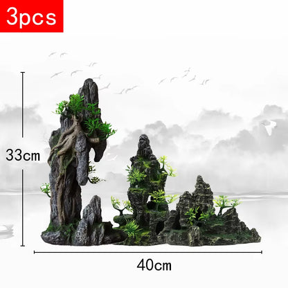 Stunning Large Resin Aquarium Rockery Decoration - Transform Your Fish Tank with Beautiful Landscape Accessories