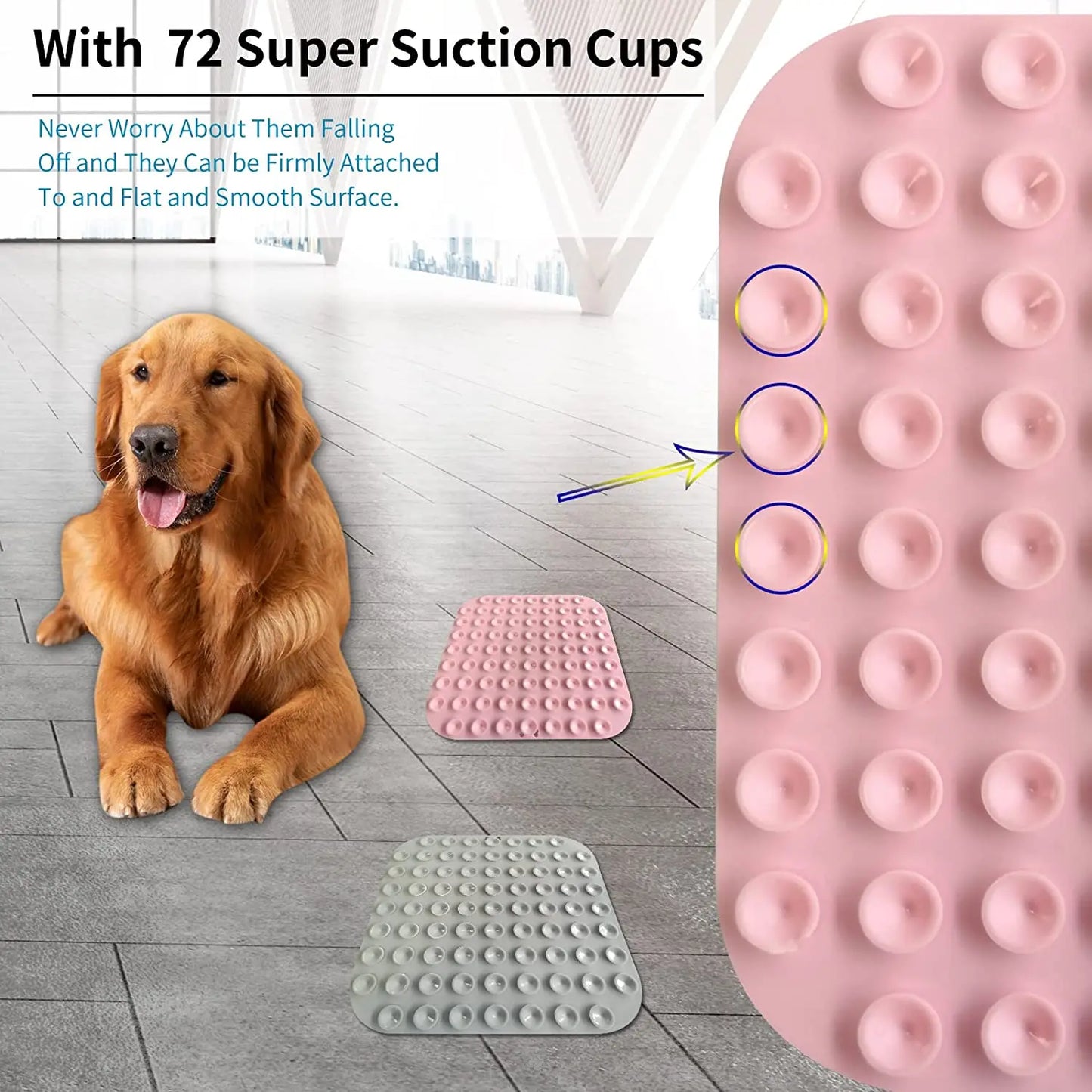 Dog Lick Mat with Suction Cups Slow Feeders Licking Pet Anxiety Relief Cat Training for Food, Yogurt, Peanut Butter