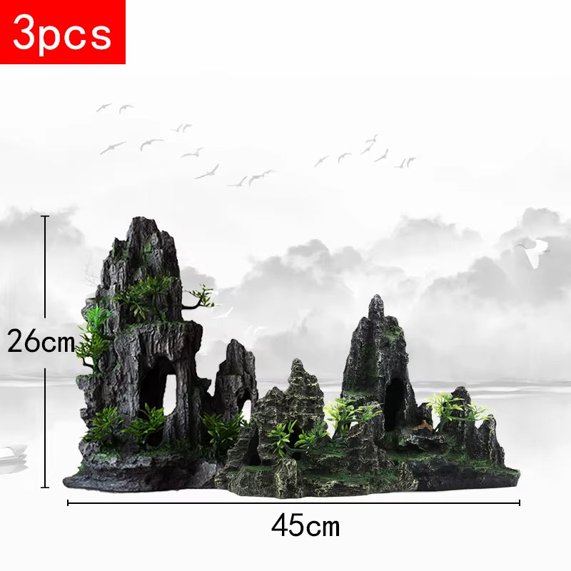 Stunning Large Resin Aquarium Rockery Decoration - Transform Your Fish Tank with Beautiful Landscape Accessories