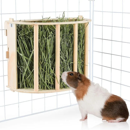 Wooden Hay Feeder for Rabbits & Guinea Pigs — in-use view