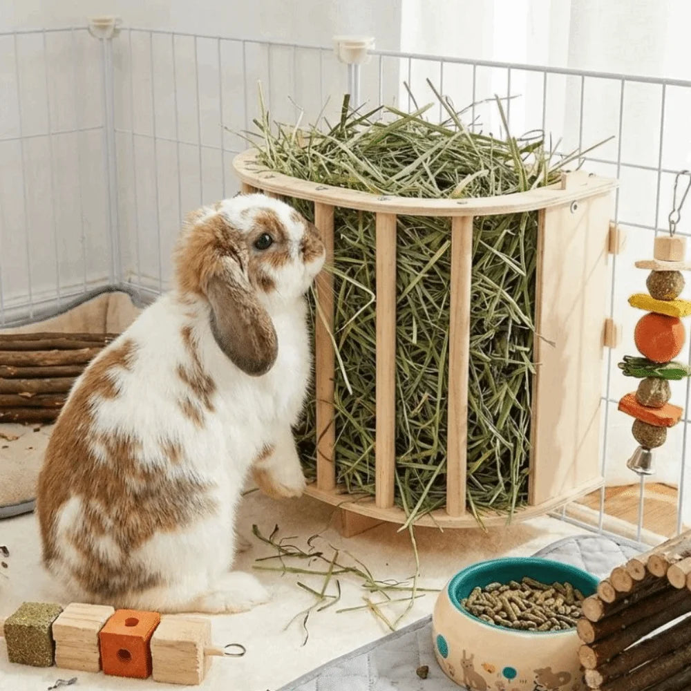 Wooden Hay Feeder for Rabbits & Guinea Pigs — included parts
