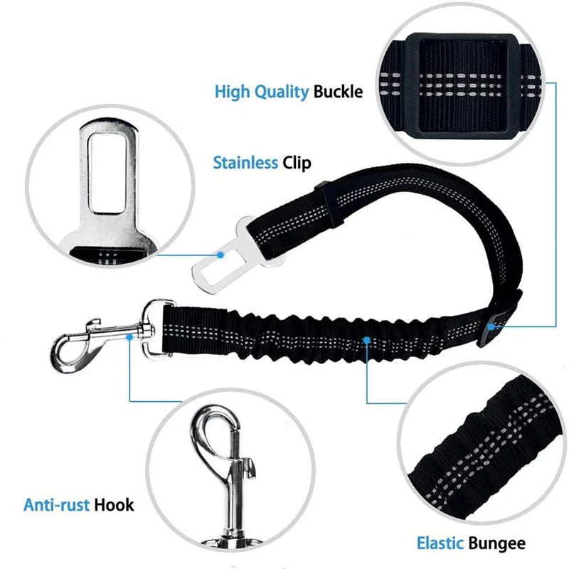 Adjustable Elastic Dog Car Seat Belt for Pet Safety During Travel