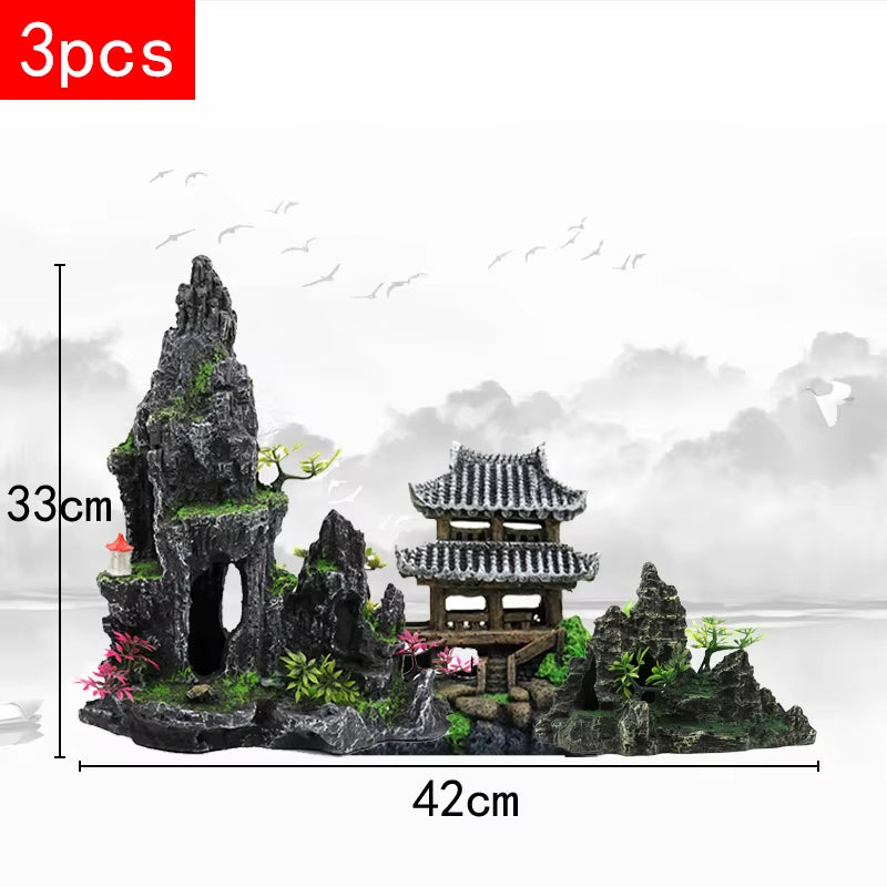 Stunning Large Resin Aquarium Rockery Decoration - Transform Your Fish Tank with Beautiful Landscape Accessories