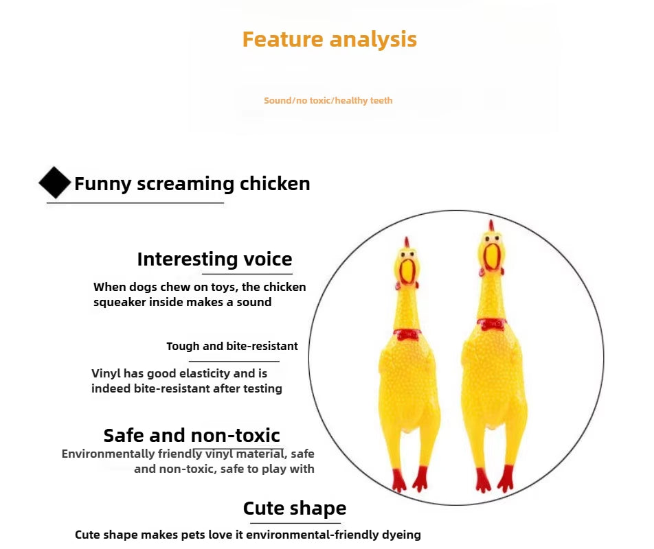 Squeaky Screaming Chicken Pet Toy 
