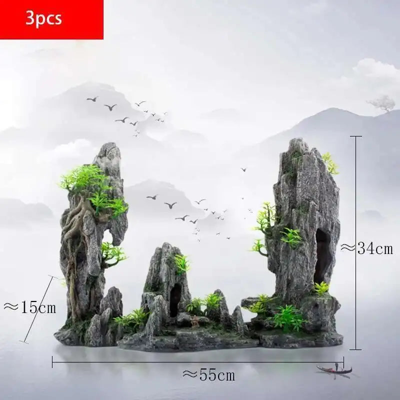 Stunning Large Resin Aquarium Rockery Decoration - Transform Your Fish Tank with Beautiful Landscape Accessories