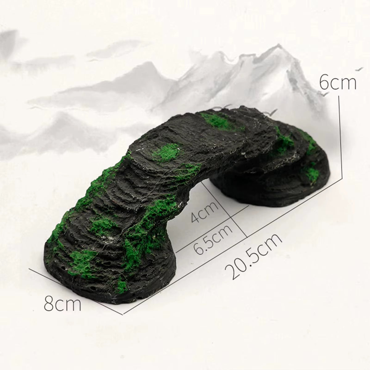 Mossy stream bridge aquarium ornament
