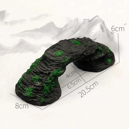 Mossy stream bridge aquarium ornament