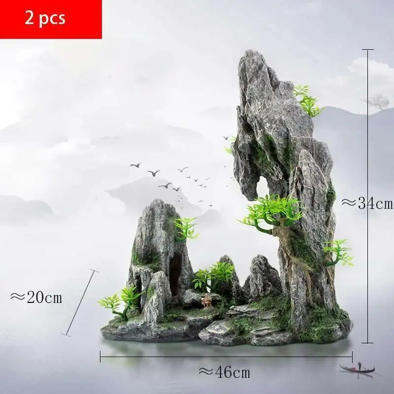 Stunning Large Resin Aquarium Rockery Decoration - Transform Your Fish Tank with Beautiful Landscape Accessories