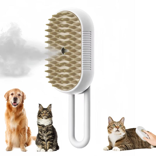 3-in-1 Electric Pet Grooming Brush with Spray - Cat & Dog Hair Removal, Massage & Comb