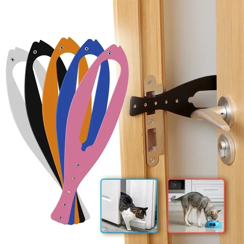 Adjustable Width Cat Door Holder Latch Fish Shaped Design Fast Flex Latch Strap Door Stopper Pet Supplies