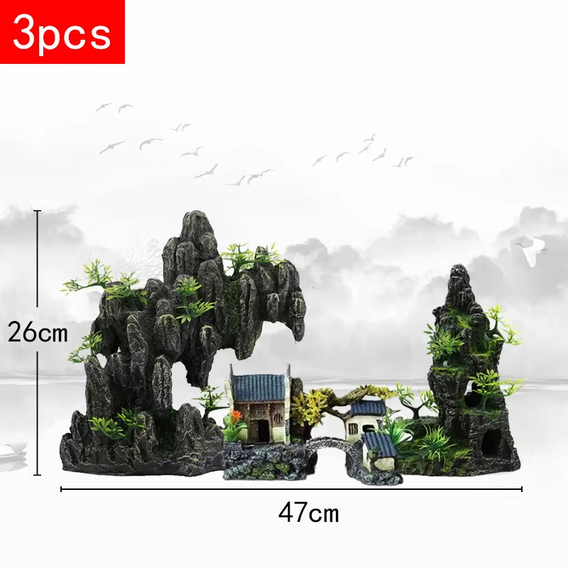 Stunning Large Resin Aquarium Rockery Decoration - Transform Your Fish Tank with Beautiful Landscape Accessories