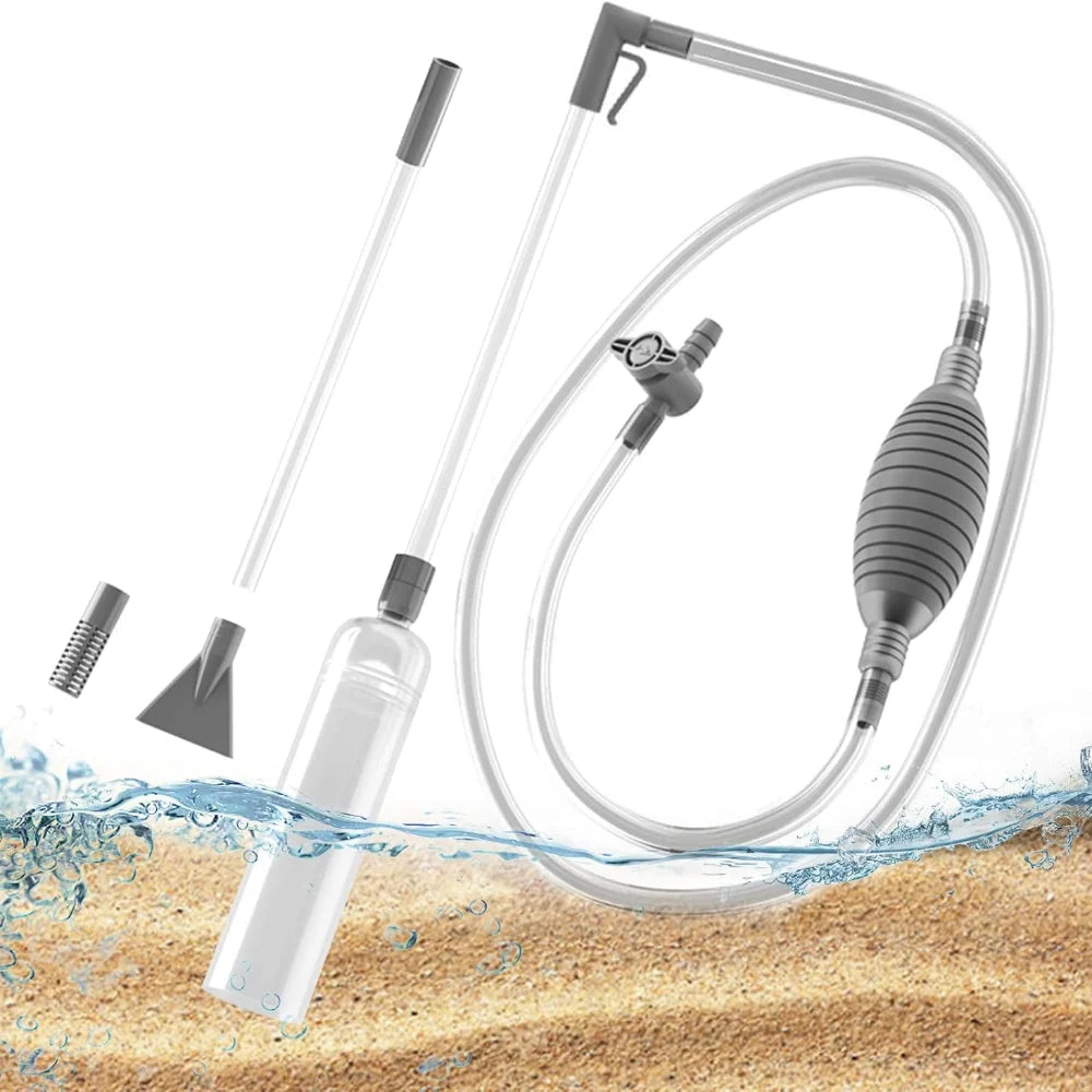Manual aquarium gravel vacuum and siphon kit