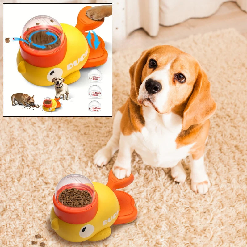 Dog Food Feeder Cartoon Duck Design Pet Snack Puzzle Feeder Anti-Slip Puppy Automatic Dog Cat Food Dispenser Toy