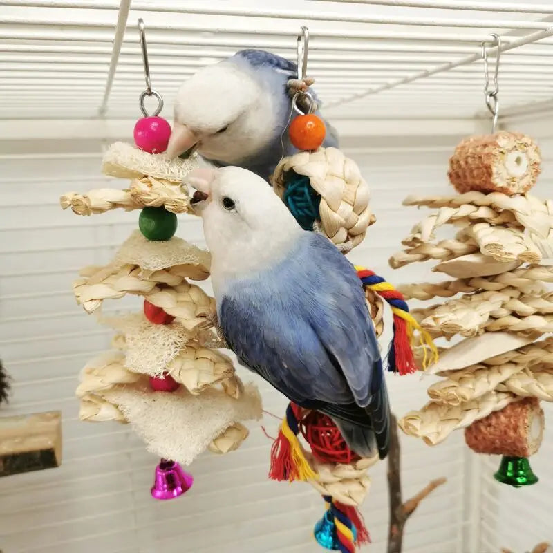 Natural Shredding & Chew Toy for Parrots — installation detail