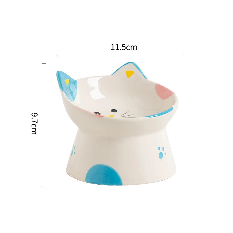 Handmade Raised Ceramic Cat Bowl — detail view 15