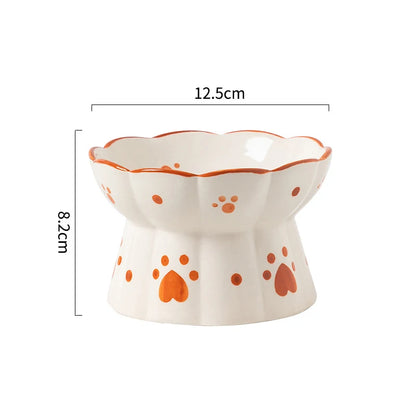 Handmade Raised Ceramic Cat Bowl — detail view 7