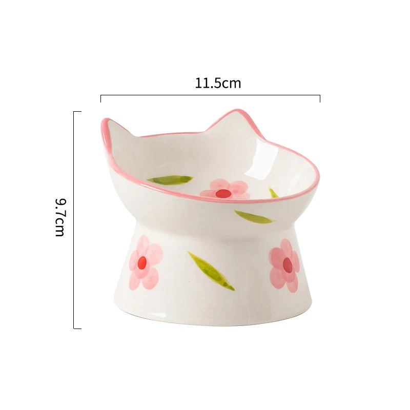 Handmade Raised Ceramic Cat Bowl — detail view 16