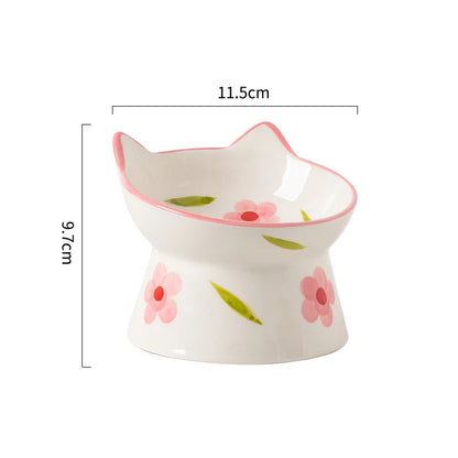 Handmade Raised Ceramic Cat Bowl — detail view 16