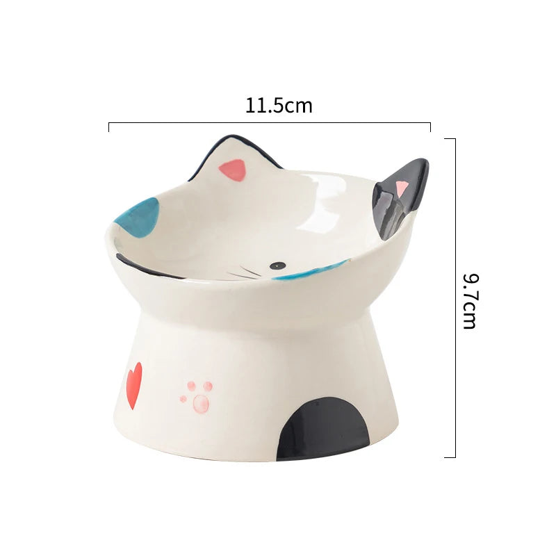Handmade Raised Ceramic Cat Bowl — detail view 14