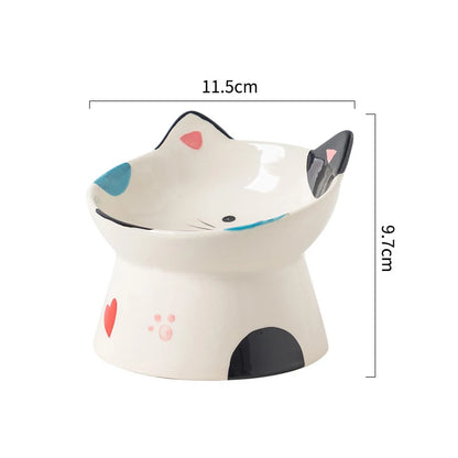 Handmade Raised Ceramic Cat Bowl — detail view 14