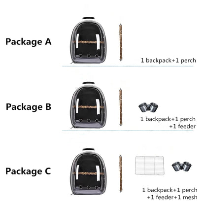 Bird Backpack with Perch and Feeder 