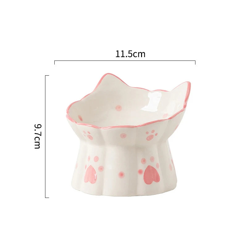 Handmade Raised Ceramic Cat Bowl — detail view 12