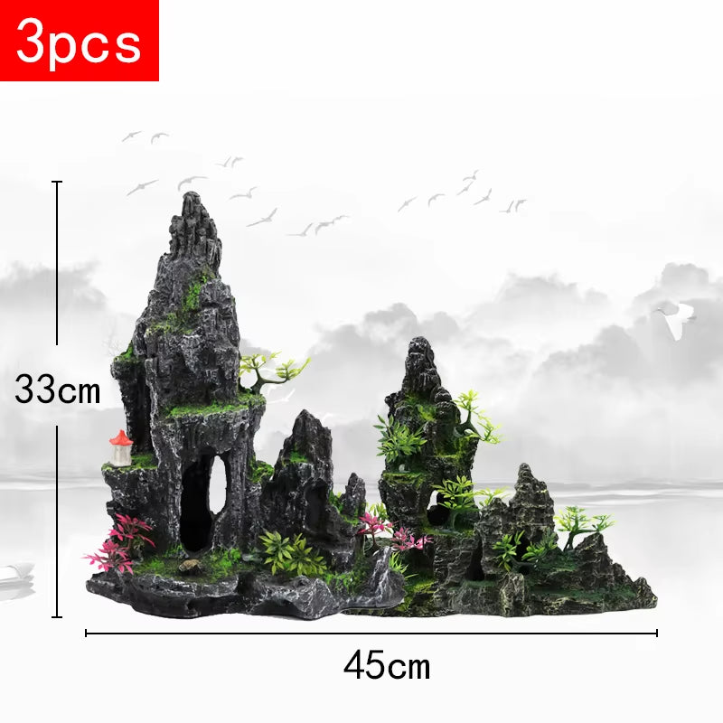Stunning Large Resin Aquarium Rockery Decoration - Transform Your Fish Tank with Beautiful Landscape Accessories