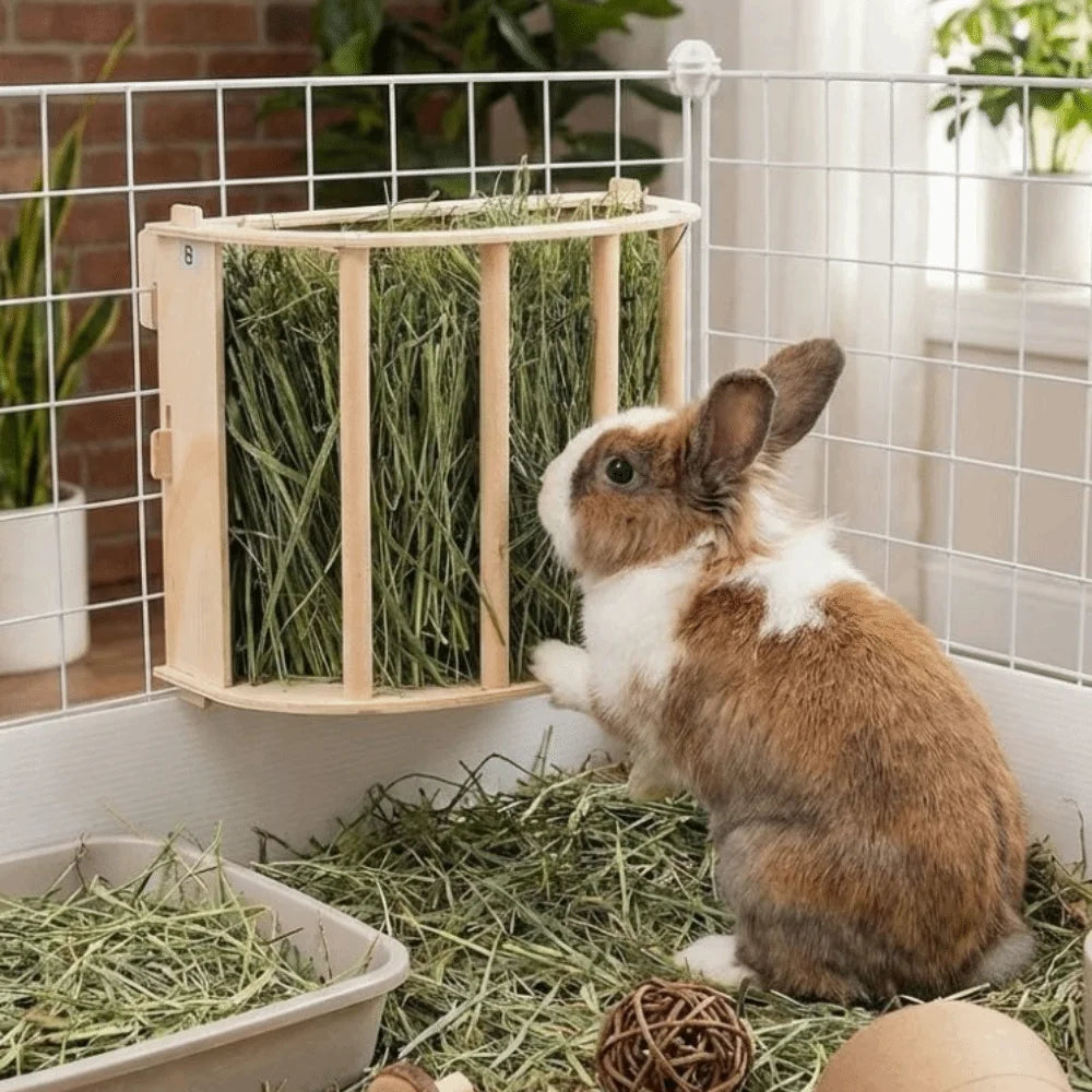 Wooden Hay Feeder for Rabbits & Guinea Pigs — size and fit guide