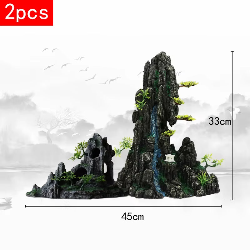 Stunning Large Resin Aquarium Rockery Decoration - Transform Your Fish Tank with Beautiful Landscape Accessories
