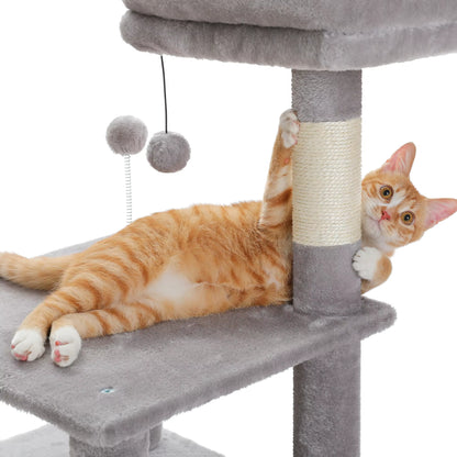 Luxury Cat Tree with Hammock, Scratching Posts & 2 Cozy Perches - Perfect Indoor Condo for Cats