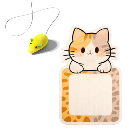 Self-Adhesive Cat Scratcher with Random Hanging Cat Toy Wall Mounted Felt Cat Scratch Mat Cats Scratcher Pad Carpet Cat Supply