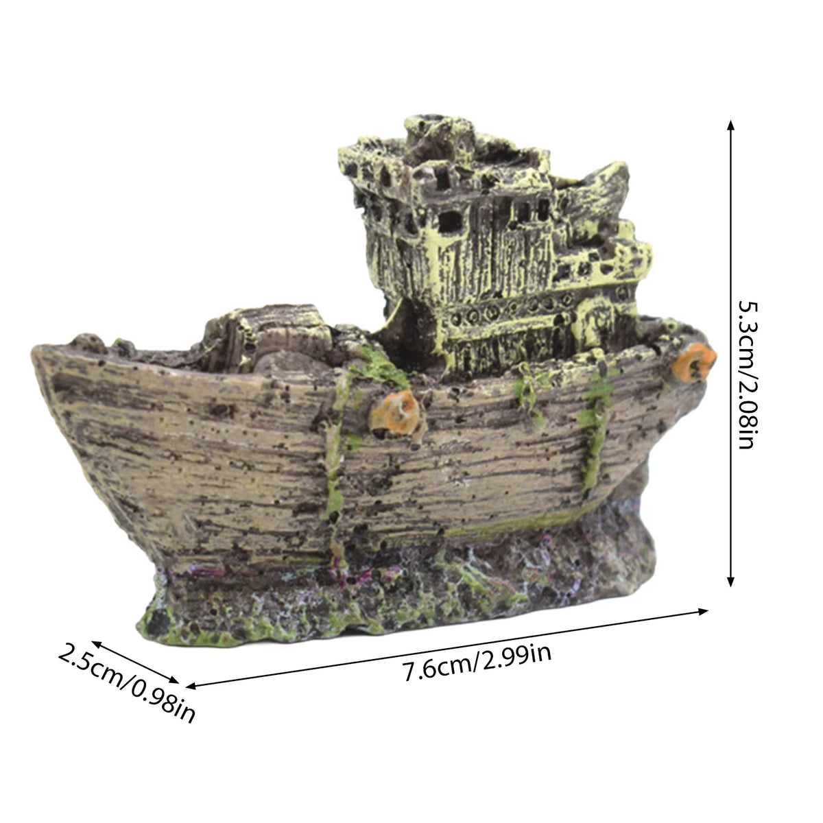 Sunken ship aquarium ornament