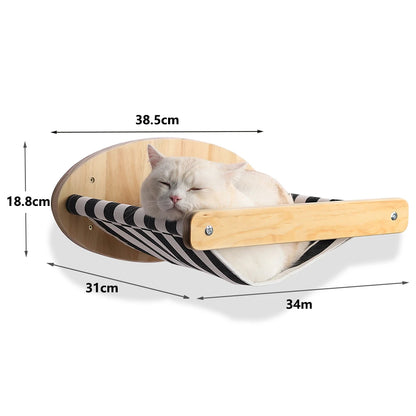 Cat Wall Climbing Shelf & Scratching Post Ladder - Cozy Hideaway Bed & Tree Tower Pet Furniture